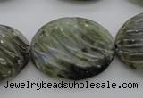 CLB99 15.5 inches 22*30mm carved oval labradorite beads