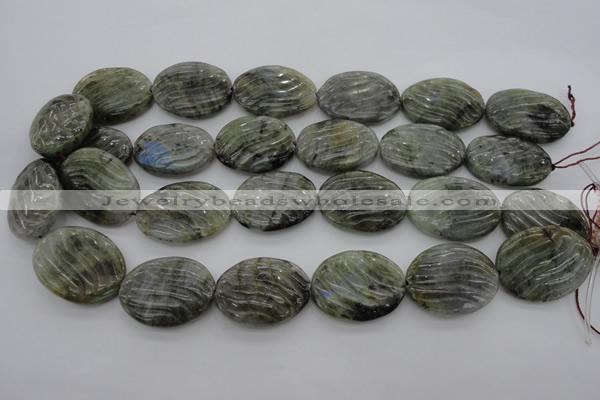 CLB99 15.5 inches 22*30mm carved oval labradorite beads