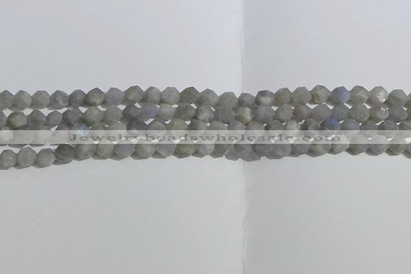 CLB996 15.5 inches 6mm faceted nuggets matte labradorite beads