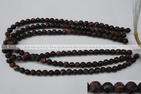 CLD102 15.5 inches 8mm faceted round leopard skin jasper beads