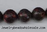 CLD106 15.5 inches 16mm faceted round leopard skin jasper beads