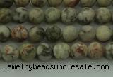 CLD201 15.5 inches 6mm round matte Chinese leopard skin jasper beads