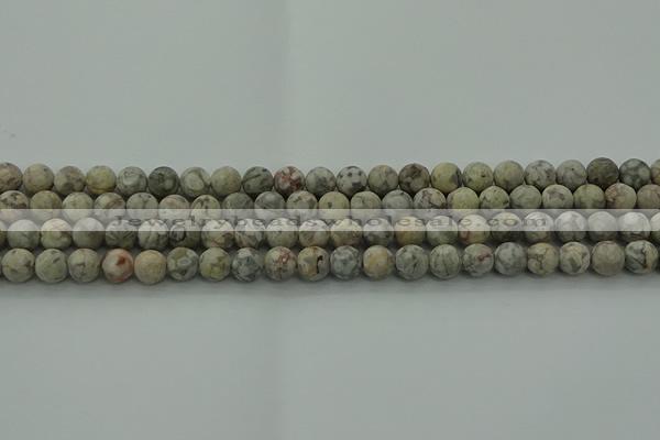 CLD202 15.5 inches 8mm round matte Chinese leopard skin jasper beads