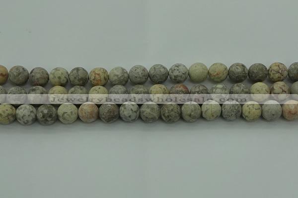 CLD204 15.5 inches 12mm round matte Chinese leopard skin jasper beads