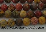 CLD211 15.5 inches 6mm round matte leopard skin jasper beads