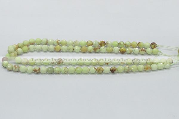 CLE34 15.5 inches 8mm faceted round lemon turquoise beads wholesale