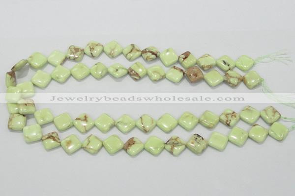 CLE37 15.5 inches 12*12mm diamond lemon turquoise beads wholesale