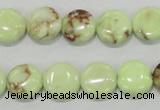 CLE49 15.5 inches 12mm flat round lemon turquoise beads wholesale