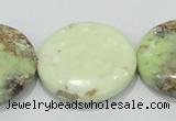 CLE50 15.5 inches 30mm flat round lemon turquoise  beads wholesale