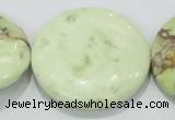 CLE51 15.5 inches 40mm flat round lemon turquoise  beads wholesale