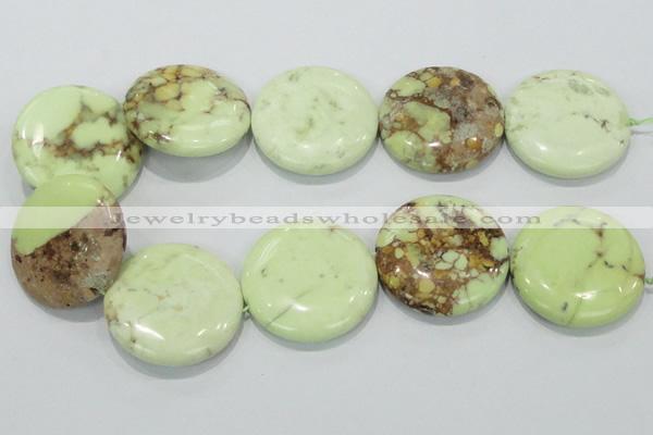 CLE51 15.5 inches 40mm flat round lemon turquoise  beads wholesale