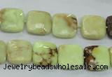 CLE60 15.5 inches 12*12mm faceted square lemon turquoise beads