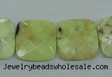 CLE61 15.5 inches 20*20mm faceted square lemon turquoise beads