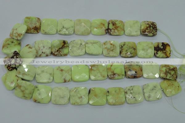 CLE61 15.5 inches 20*20mm faceted square lemon turquoise beads