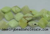 CLE67 15.5 inches 10*10mm faceted diamond lemon turquoise beads