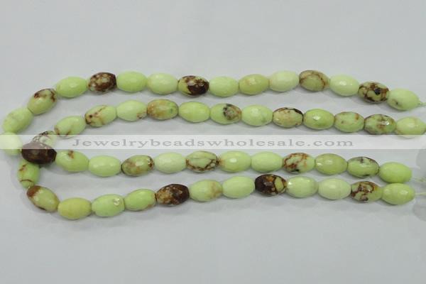 CLE70 15.5 inches 10*15mm faceted rice lemon turquoise beads