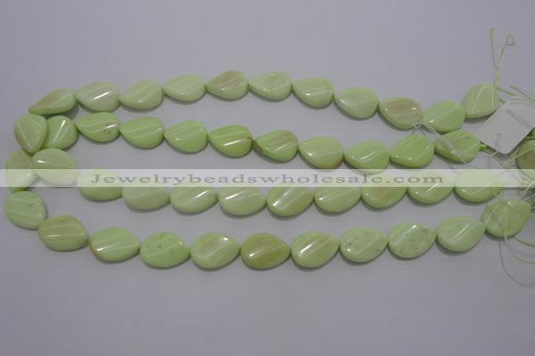 CLE83 15.5 inches 13*18mm twisted flat teardrop lemon turquoise beads