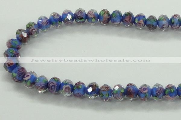 CLG01 12 inches 6*8mm faceted rondelle handmade lampwork beads