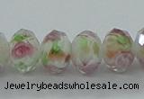 CLG04 12 inches 6*8mm faceted rondelle handmade lampwork beads