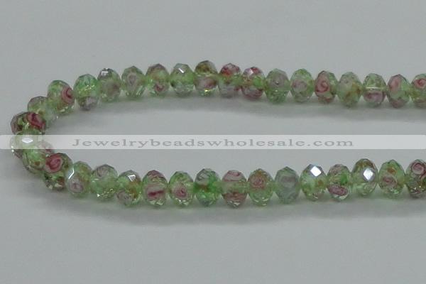 CLG09 12 inches 6*8mm faceted rondelle handmade lampwork beads