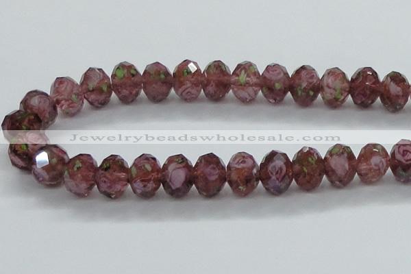 CLG15 13.5 inches 9*12mm faceted rondelle handmade lampwork beads