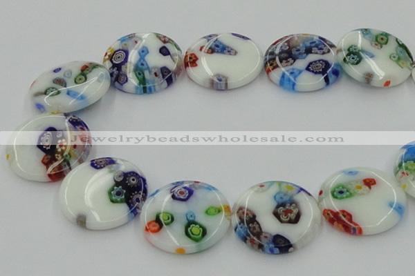 CLG520 16 inches 25mm flat round lampwork glass beads wholesale