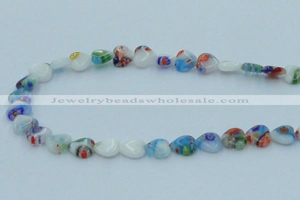 CLG524 16 inches 10*10mm heart lampwork glass beads wholesale