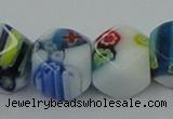 CLG534 16 inches 10*10mm faceted cube lampwork glass beads