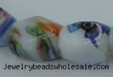 CLG535 16 inches 10*13mm faceted cuboid lampwork glass beads