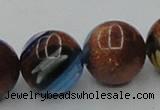 CLG542 16 inches 12mm round goldstone & lampwork glass beads