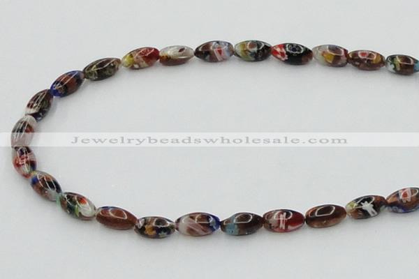 CLG544 16 inches 6*12mm rice goldstone & lampwork glass beads