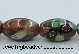 CLG546 16 inches 10*14mm rice goldstone & lampwork glass beads