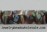 CLG550 16 inches 8*8mm cube goldstone & lampwork glass beads