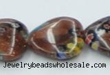 CLG558 16 inches 18*18mm heart goldstone & lampwork glass beads