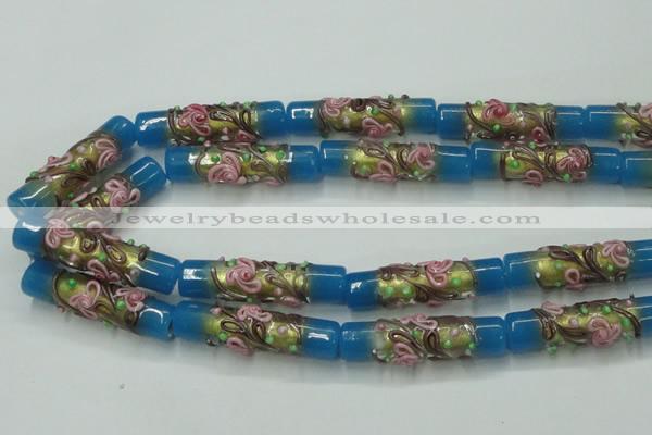 CLG788 15.5 inches 10*40mm cylinder lampwork glass beads wholesale