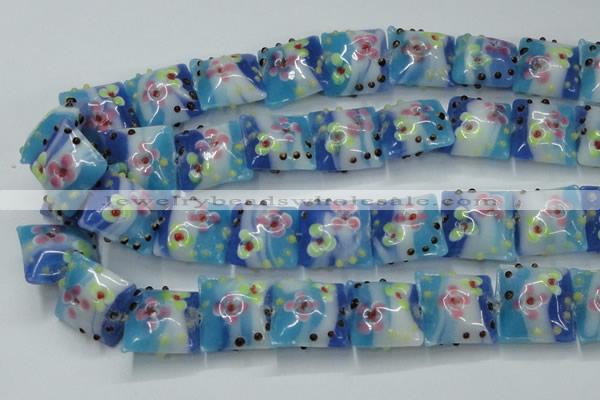 CLG808 15.5 inches 20*20mm square lampwork glass beads wholesale