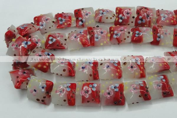 CLG810 15.5 inches 20*20mm square lampwork glass beads wholesale