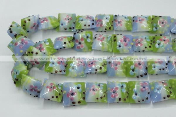 CLG811 15.5 inches 20*20mm square lampwork glass beads wholesale