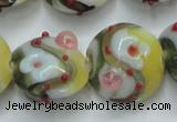 CLG814 15.5 inches 18mm flat round lampwork glass beads wholesale