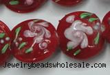 CLG815 15.5 inches 18mm flat round lampwork glass beads wholesale