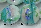 CLG819 15.5 inches 20mm flat round lampwork glass beads wholesale