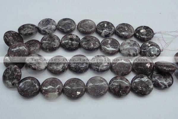 CLI02 15.5 inches 25mm flat round natural lilac jasper beads wholesale