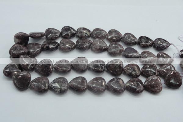 CLI03 15.5 inches 20*20mm heart natural lilac jasper beads wholesale