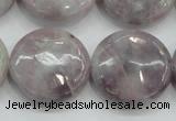 CLI57 15.5 inches 25mm flat round natural lilac jasper beads wholesale