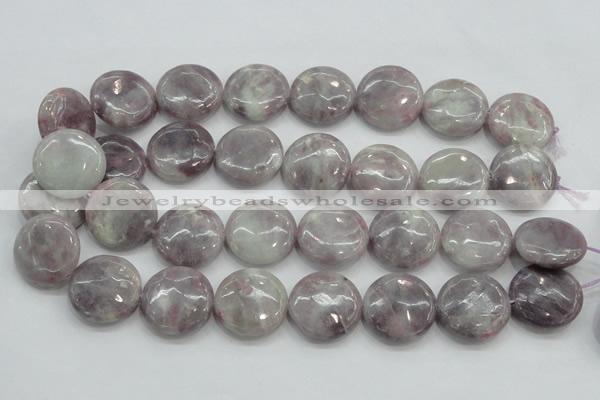 CLI57 15.5 inches 25mm flat round natural lilac jasper beads wholesale