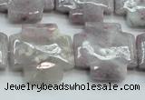 CLI66 15.5 inches 25*25mm cross natural lilac jasper beads wholesale