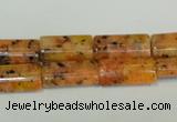 CLJ301 15.5 inches 8*16mm flat tube dyed sesame jasper beads wholesale