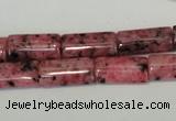 CLJ302 15.5 inches 8*16mm flat tube dyed sesame jasper beads wholesale