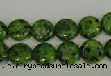 CLJ312 15.5 inches 12mm flat round dyed sesame jasper beads wholesale