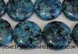 CLJ314 15.5 inches 20mm flat round dyed sesame jasper beads wholesale